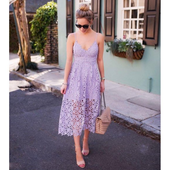 ASTR The Label Lace Midi Dress Pale Purple Medium - Picture 6 of 12